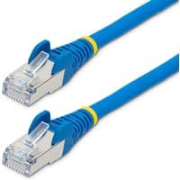 Blue StarTech.com 50cm CAT6a Ethernet cable, low smoke zero halogen, with RJ45 connectors and yellow strain relief.