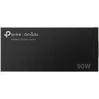 Black TP-Link Omada PoE++ Injector with white logo and "90W" text on the front.
