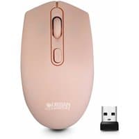 Pink wireless mouse by Urban Factory, 2.4 GHz, 1200 DPI, with scroll wheel and USB receiver.