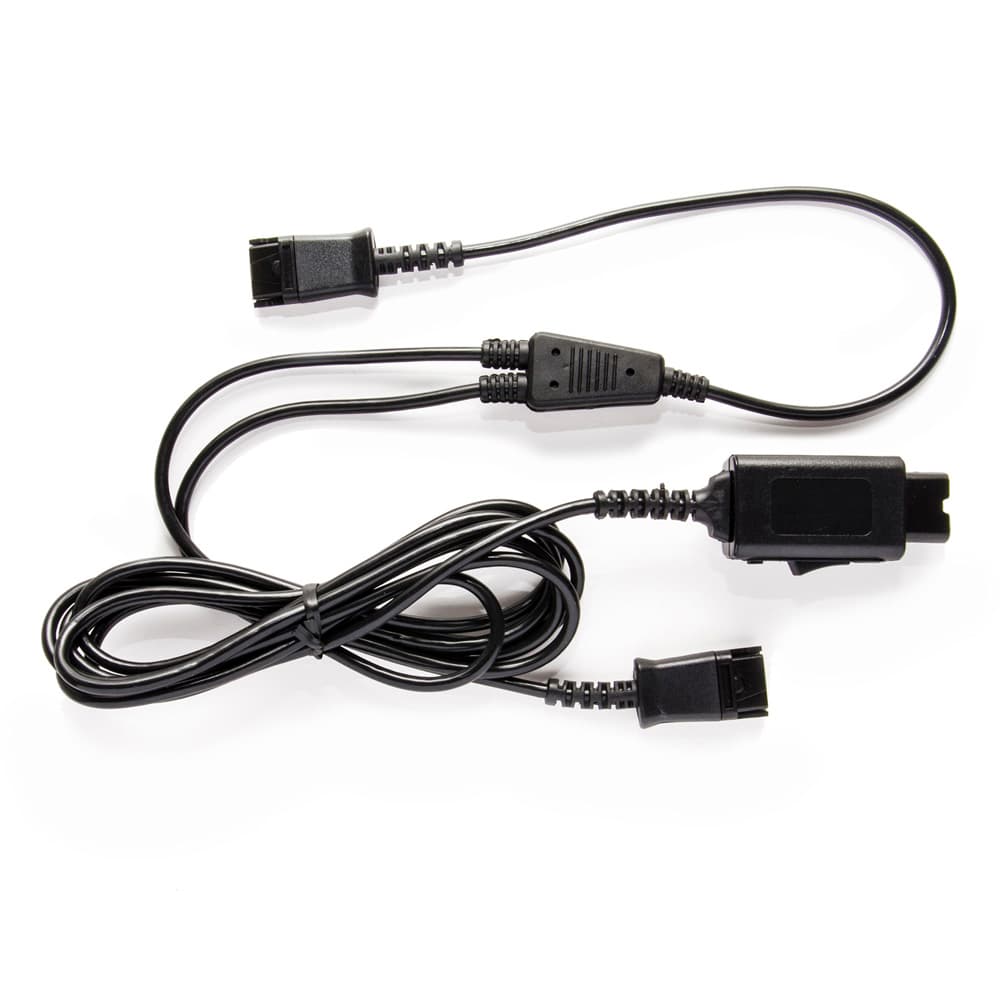 Black quick disconnect bottom lead cable with two connectors, featuring a flexible design and a central inline connector for compatibility with JPL BL-11+P-019 devices.