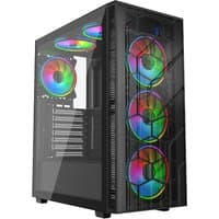 Black VIDA Sirocco V2 PC case with RGB fans, tempered glass side panel, and mesh front.