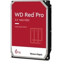 Western Digital Red Pro 6TB internal hard drive, 3.5-inch, red label, 7200 RPM, 256 MB cache, black casing.