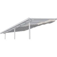 White Palram Canopia patio cover roof blinds, 3m x 8.51m, featuring a sleek design with adjustable slats and sturdy frame.