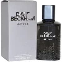 David Beckham Beyond Eau De Toilette 90ml, black bottle with textured design, next to silver box with bold branding.
