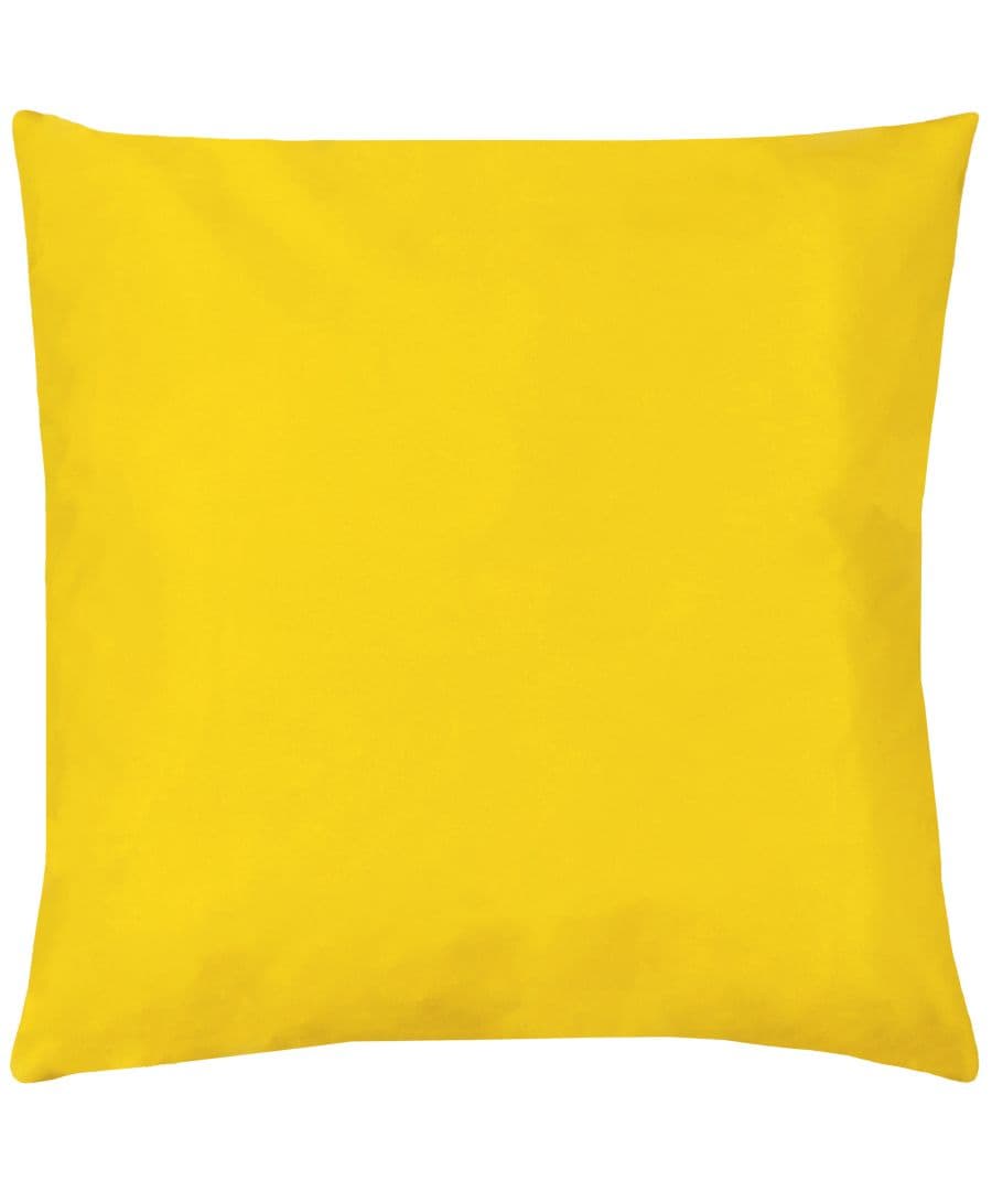 Vibrant yellow outdoor cushion made from water and UV resistant material, featuring a plain design ideal for outdoor furniture.