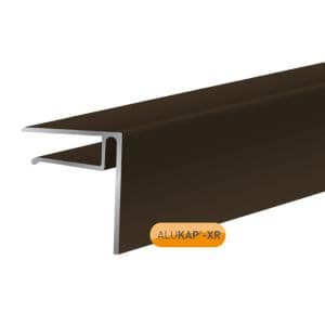 Brown Alukap-XR 4.8m end stop bar made of durable material, featuring a 10mm profile with a sleek design for effective sealing and support in construction applications.