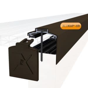 Brown 60mm gable bar with end cap, measuring 4800mm, featuring a 55mm rafter gasket, made from durable material, designed for secure roofing applications.
