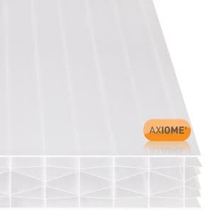 Translucent opal polycarbonate roofing sheet with a 25mm thickness, featuring a multiwall design and a clear amber logo, measuring 690 x 5000mm.