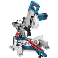 Bosch GCM 800 SJ 216mm sliding compound mitre saw, blue and silver with red accents and black handle.