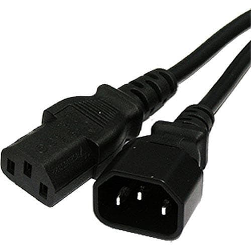 Black PVC power lead, 0.3m in length, featuring IEC C14 and IEC C13 connectors, designed for reliable electrical connections.