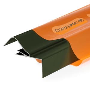 Corrapol-BT Rigid Rock N Lock Side Flashing in green, made from durable material, featuring a unique locking design and measuring 6m in length.