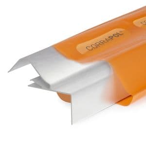Corrapol Rigid Rock N Lock Side Flashing in grey, 2m long, featuring a durable metal construction with a distinctive angled edge for secure fitting.