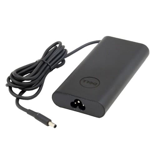 Black Dell 332-1829 power adapter with a smooth, matte finish, featuring a power input socket and a connected cable for indoor use, rated at 135 W.