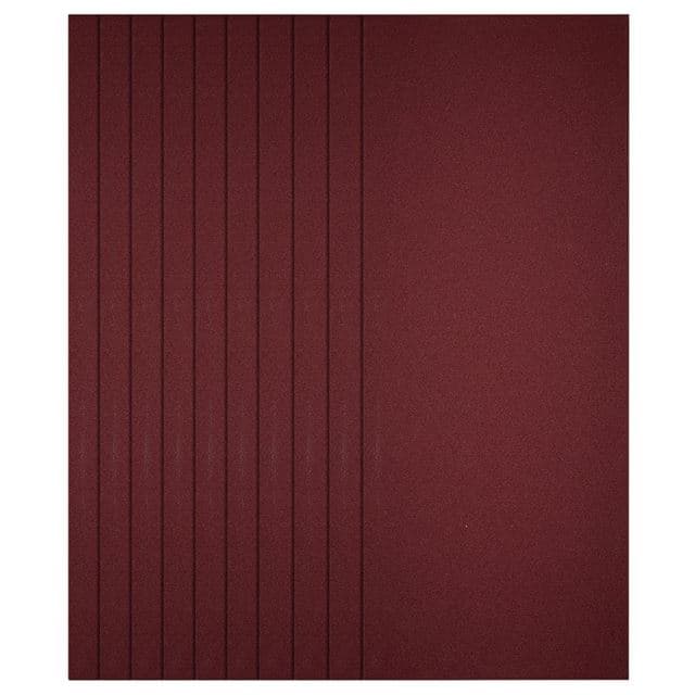 Ten maroon sanding sheets, each measuring 93 x 230mm with a 240 grit, neatly stacked, showcasing a smooth, textured surface suitable for various sanding tasks.