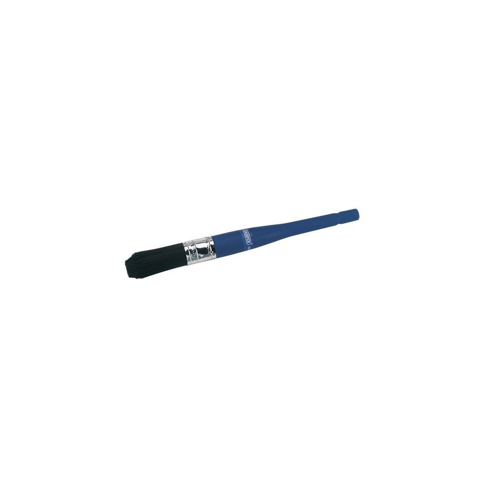 Draper Parts Cleaning Brush features a blue plastic handle, a silver metal ferrule, and soft black bristles designed for precision cleaning in tight spaces.