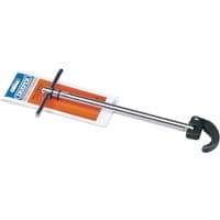 "Draper adjustable basin wrench with T-shaped handle, long metal shaft, and black jaw, 40mm capacity"