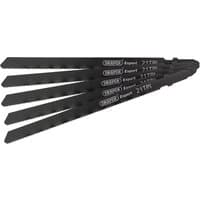 Black Draper DT318A jigsaw blade set, 130mm, 5 pieces, labeled with "Expert" and "21TPI" in white text.