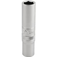 Silver Draper Expert deep socket, 6-point, 1/4" square drive, 8mm size, with knurled grip for enhanced handling.
