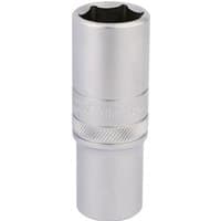 Silver Draper Expert deep socket, 6-point, 1/2" square drive, 20mm, with knurled grip and smooth finish.