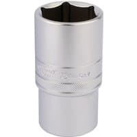 Silver Draper Expert deep socket, 6-point metric, 1/2" square drive, 32mm size, with knurled grip and engraved branding.