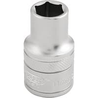Silver Draper Expert 11mm metric socket with 6-point design, 1/2" square drive, and textured grip.