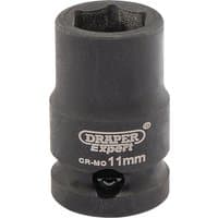 Black Draper Expert HI-TORQ 6 Point Impact Socket, 3/8" Sq. Dr., 11mm with engraved logo and size markings.