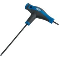 Black and blue T-handle hex key with soft grip, 3.0mm size, featuring a ball end for versatile use.