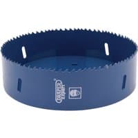 Blue Draper HSS bi-metal holesaw blade, 152mm diameter, with sharp teeth and brand logo on the side.
