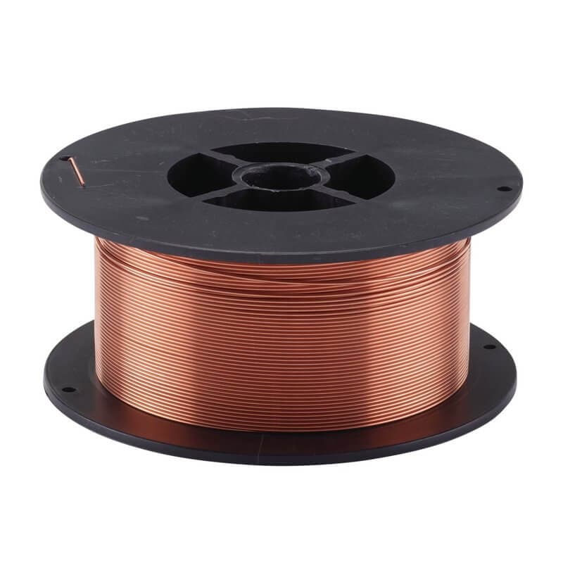 Mild steel MIG welding wire in a 0.8mm diameter, 700g spool, featuring a copper-colored wire wound neatly on a black plastic reel.