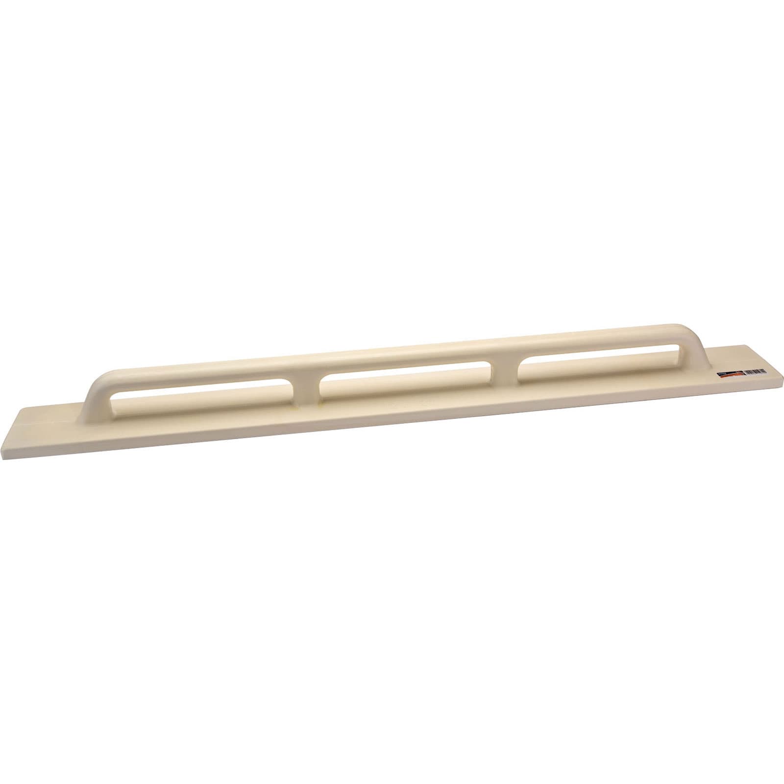 Draper 15070 Polyurethane plasterer's darby in cream color, featuring a smooth, flat surface with two elongated cutouts for grip, designed for even plaster application.