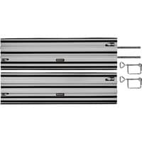 Silver Einhell aluminium guide rails for plunge saws with black stripes and connecting accessories.