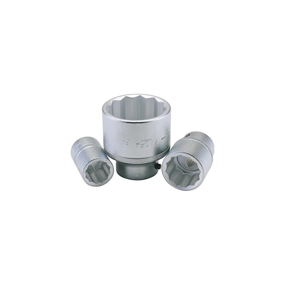 Silver bi-hexagon socket with a 24mm size and 3/4" square drive, featuring a polished chrome finish and engraved markings for identification.