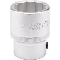 Silver Elora bi-hexagon socket, 3/4" square drive, 32mm, with knurled grip and engraved markings.