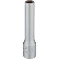 Silver Elora deep socket, 1/4" square drive, 5mm, cylindrical shape with engraved size marking.