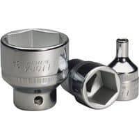 Chrome Elora hexagon socket, 1/2" square drive, 5mm, shiny finish with engraved branding and size markings.
