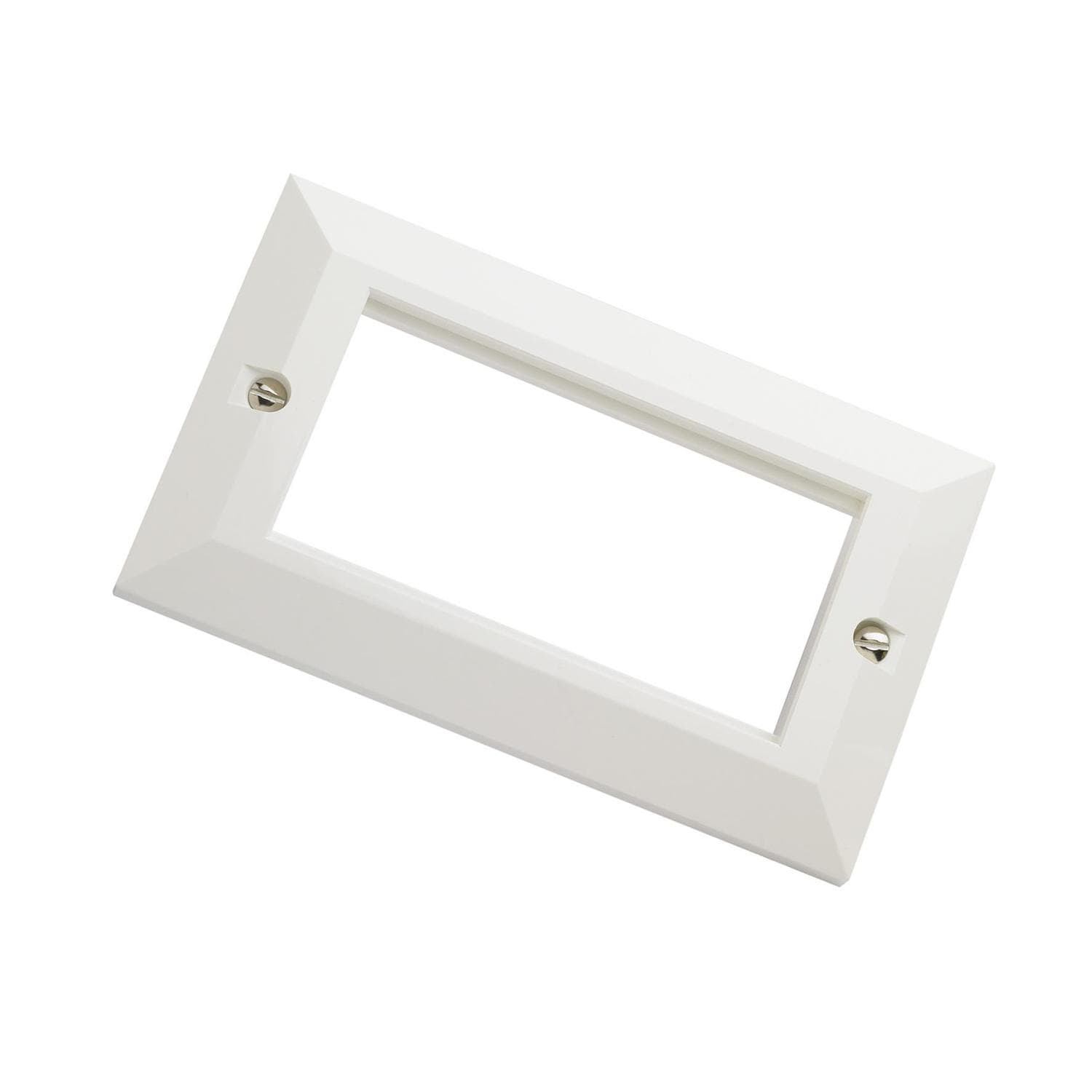 White wall plate/switch cover made of durable plastic, featuring a rectangular shape with beveled edges and two mounting holes for easy installation.