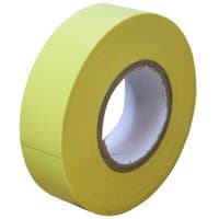 Yellow Faithfull PVC electrical tape roll, 19mm wide, 20m long, with a smooth finish and central cardboard core.