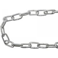 Galvanised steel chain link reel, 5mm thickness, 25m length, silver color, durable with max load of 160kg.