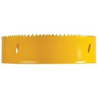 Yellow Faithfull Bi-Metal Cobalt Holesaw 168mm with serrated edge and ventilation slots.