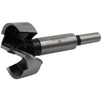 Faithfull Forstner Bit 45mm, silver steel with sharp cutting edges and cylindrical shank, engraved brand name.