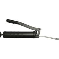 Black Faithfull heavy-duty side lever grease gun with a long nozzle and ergonomic handle.
