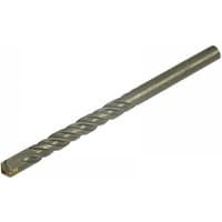 Faithfull masonry drill bit, 10x200mm, silver with spiral grooves and pointed tip for drilling into concrete and stone.