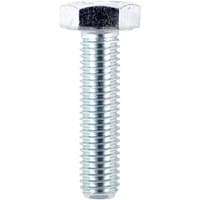 Hexagon high tensile set screw, zinc plated, with threaded shaft and flat hexagonal head by Timco.