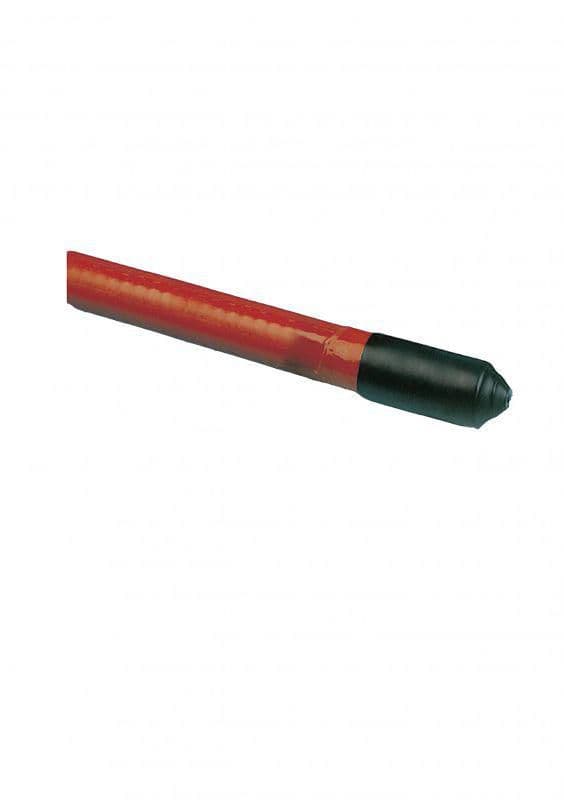 Red heat-shrink tubing with a black end, made of flexible material, designed for insulation and protection of wires and connections.