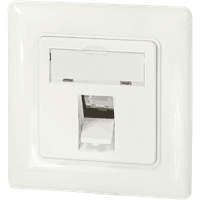 Pure white LogiLink Keystone faceplate for 1 module, German type, with rectangular slot and smooth finish.