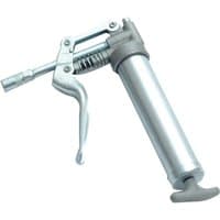 Lumatic 555S silver grease gun with one-hand lever, lightweight design, and ergonomic handle.