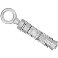 Rawlplug Rawlbolt Eye Bolt M12, metallic finish, threaded bolt with circular eye and expanding sleeve.