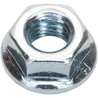 Sealey zinc plated serrated flange nut with hexagonal shape and shiny metallic finish.
