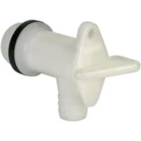 White Sealey TP12 lockable drum tap with a black rubber seal and winged handle.