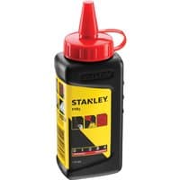 Red Stanley builders chalk bottle with black cap and yellow label, 115g capacity.